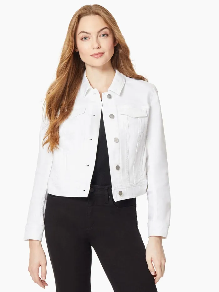 Classic Denim Jacket Soft White Women Jones New York Denim