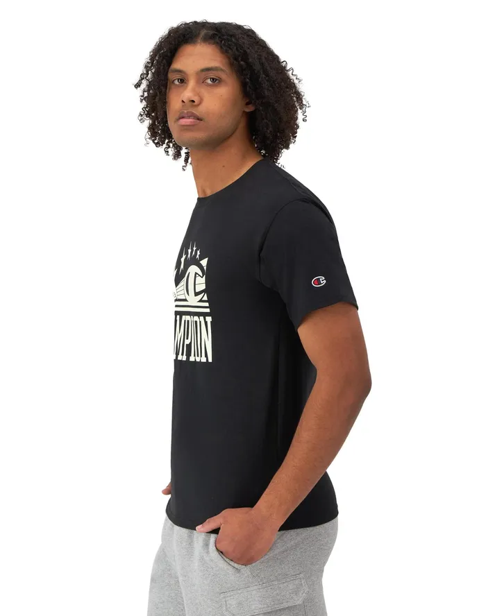 Classic Graphic TShirt C and Stars Logo Black Men Champion TShirts and Tops