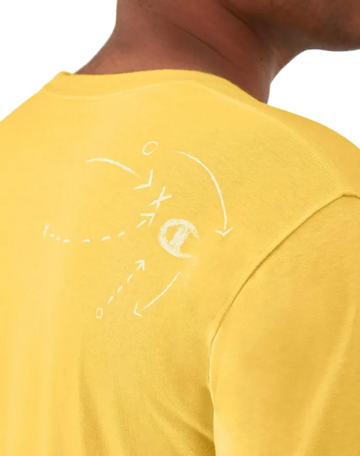 Classic Graphic TShirt Script Play Lines Morning Sunlight Yellow Men Champion TShirts and Tops