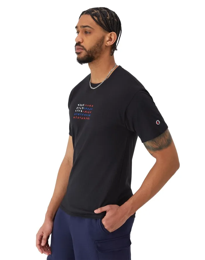 Classic Graphic TShirt Stars Flag Black Men Champion TShirts and Tops
