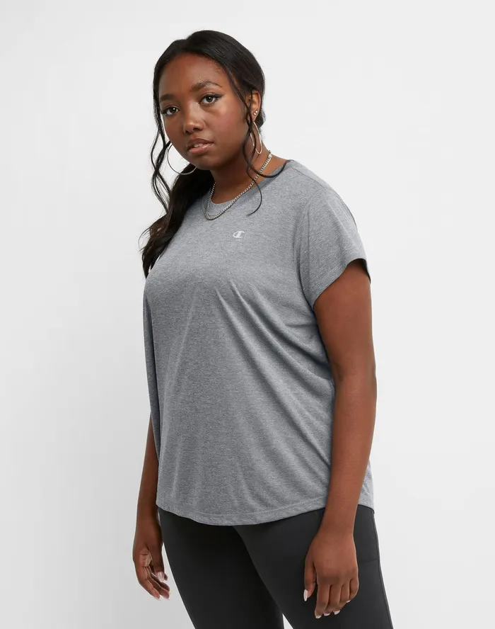 Classic Sports TShirt C Logo Plus Size Tinted Carbon Grey Heather Women Champion TShirts and Tops