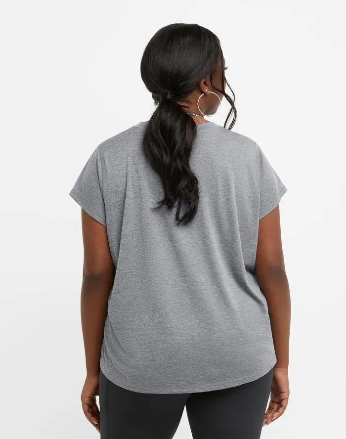 Classic Sports TShirt C Logo Plus Size Tinted Carbon Grey Heather Women Champion TShirts and Tops