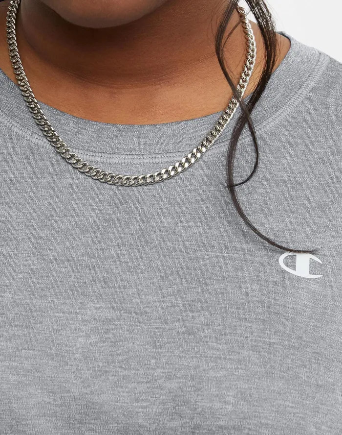 Classic Sports TShirt C Logo Plus Size Tinted Carbon Grey Heather Women Champion TShirts and Tops