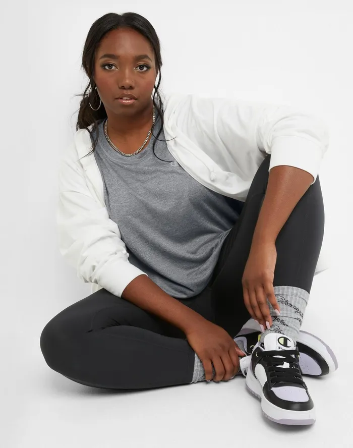Classic Sports TShirt C Logo Plus Size Tinted Carbon Grey Heather Women Champion TShirts and Tops
