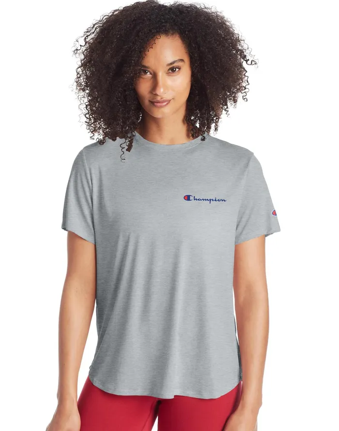Classic TShirt Script Logo Oxford Grey Women Champion TShirts and Tops