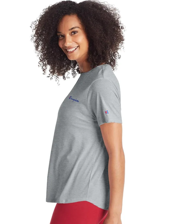 Classic TShirt Script Logo Oxford Grey Women Champion TShirts and Tops