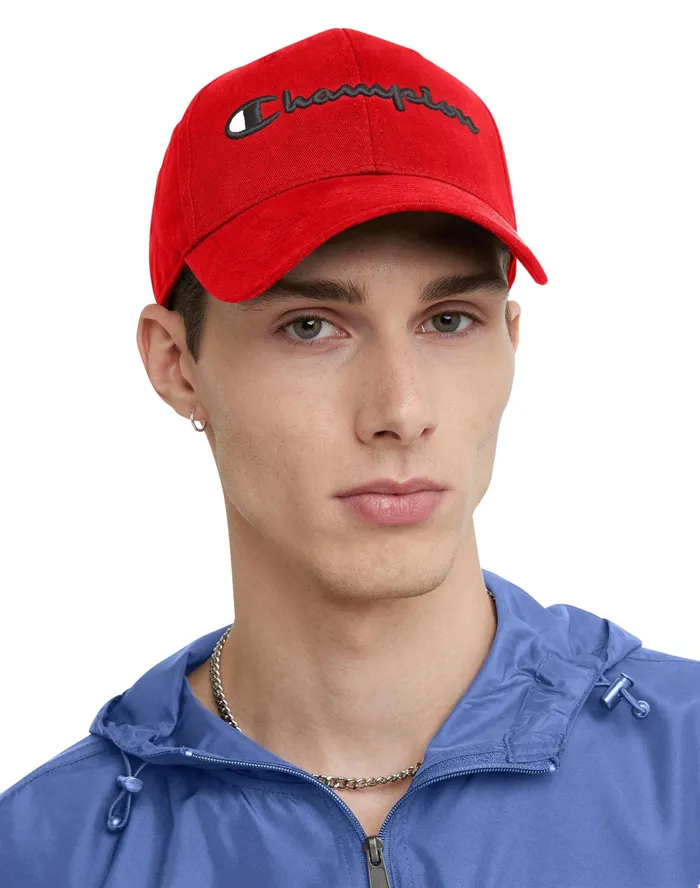 Classic Twill Hat 3D Script Scarlet MenWomen Champion Hats