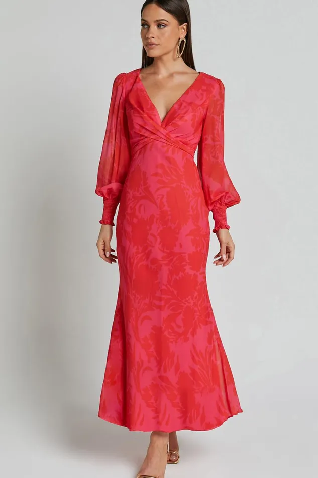 Claude Midi Dress 8211 Deep V Neck Long Sleeve Slip Dress In Print Women Showpo Dresses Claude Midi Dress 8211 Deep V Neck Long Sleeve Slip Dress In Print Women Showpo Dresses