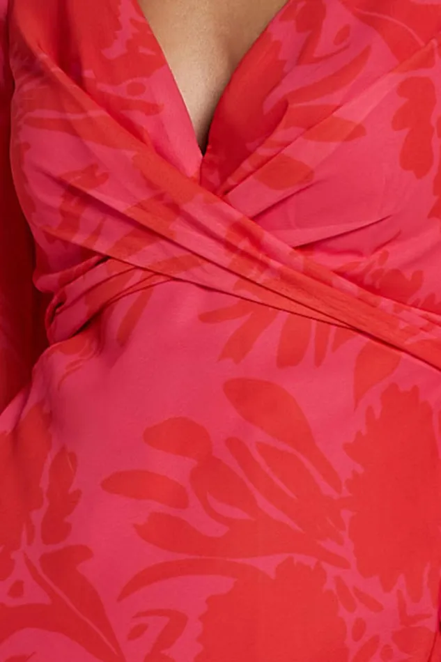 Claude Midi Dress 8211 Deep V Neck Long Sleeve Slip Dress In Print Women Showpo Dresses