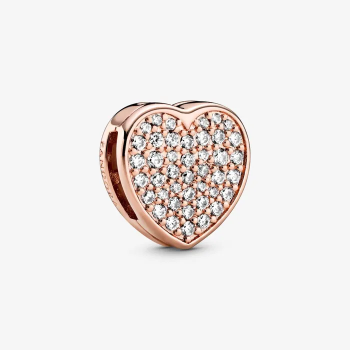 Clips Women Pandora Pav Heart Clip Charm Rose Gold Plated