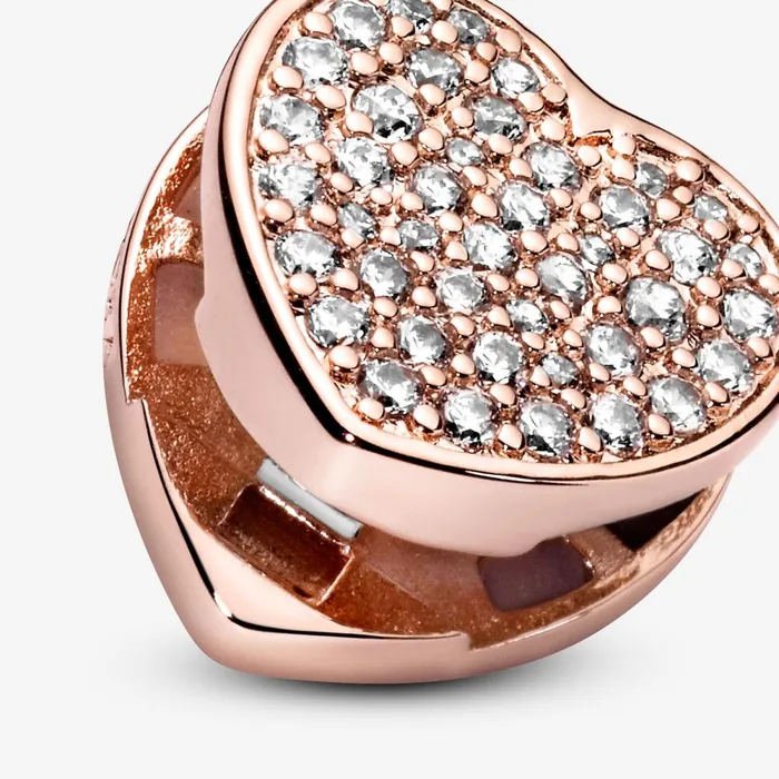 Clips Women Pandora Pav Heart Clip Charm Rose Gold Plated