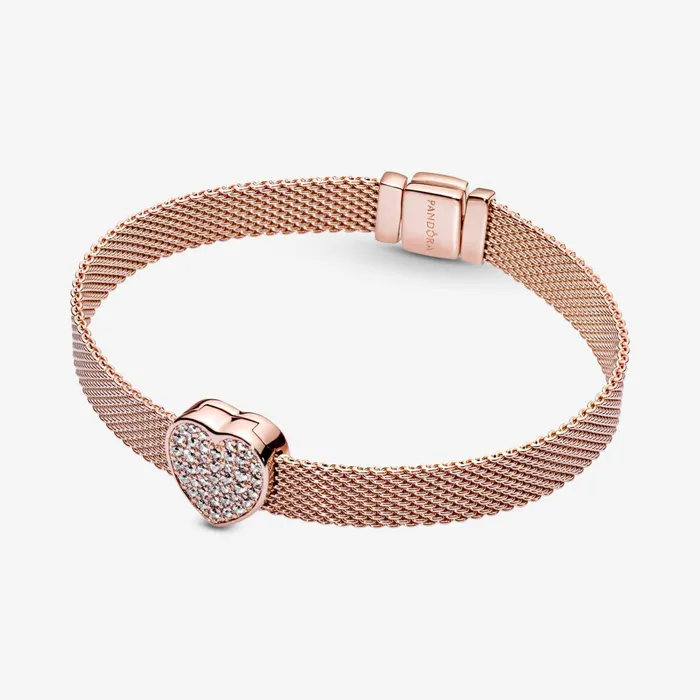 Clips Women Pandora Pav Heart Clip Charm Rose Gold Plated