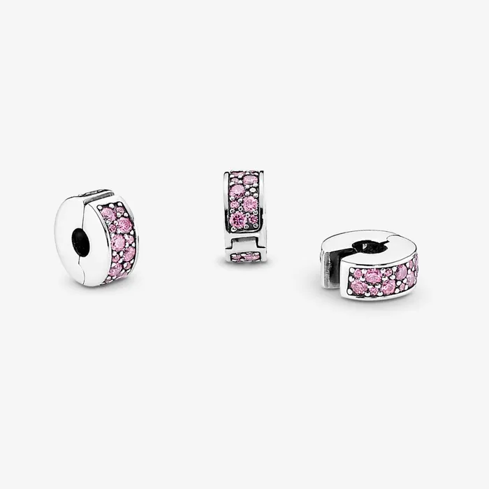 Clips Women Pandora Pink Pav Clip Charm Sterling Silver