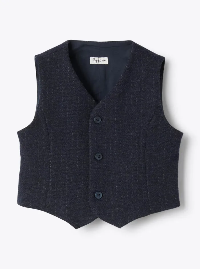 Coats And Jackets Baby 036 Il Gufo Vest In Sweat Fabric With Pinstripe Pattern