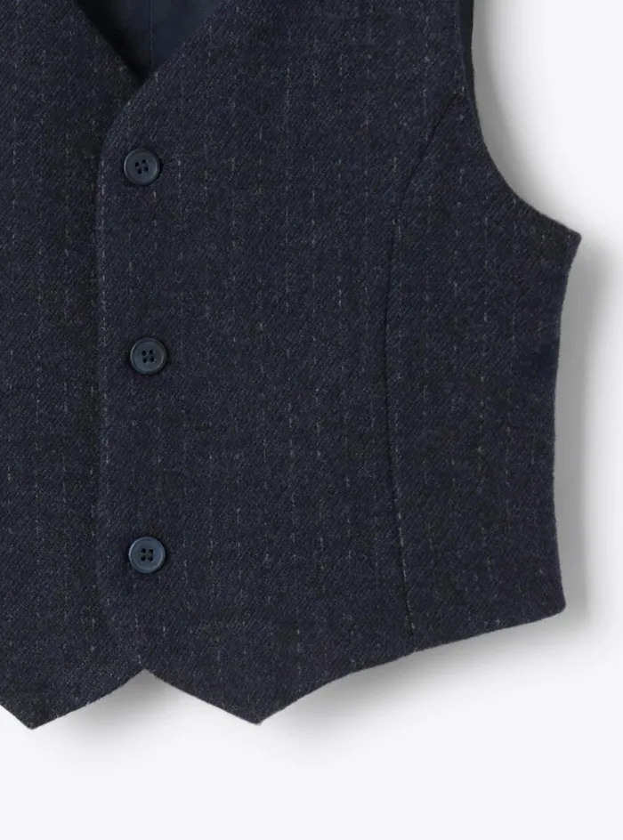 Coats And Jackets Baby 036 Il Gufo Vest In Sweat Fabric With Pinstripe Pattern