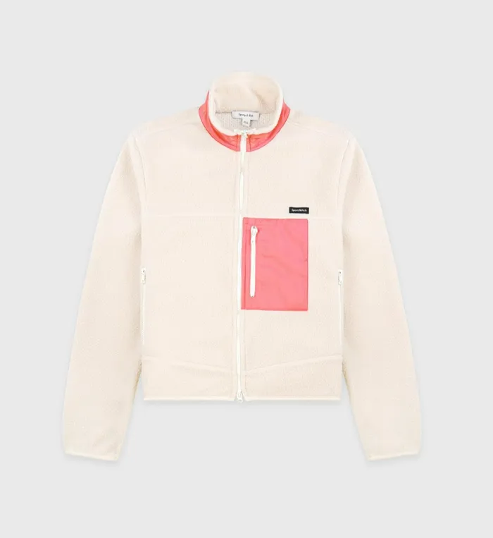 Coats Women Sporty and Rich Zipped Sherpa Jacket 8211 CreamDahlia
