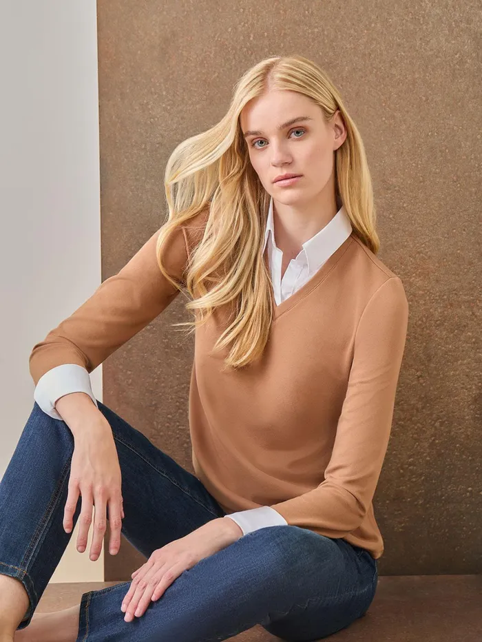 Collared Shirt VNeck TwoFer Top Women Jones New York Sale