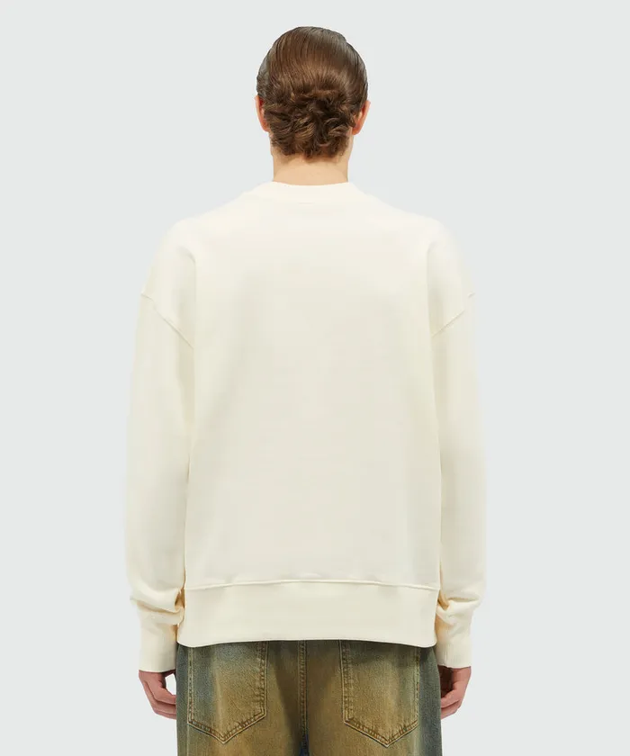 Cotton Crewneck Sweater Wth Brushstroke Logo Positioned At The Neck Men MSGM Hoodies And Sweatshirts