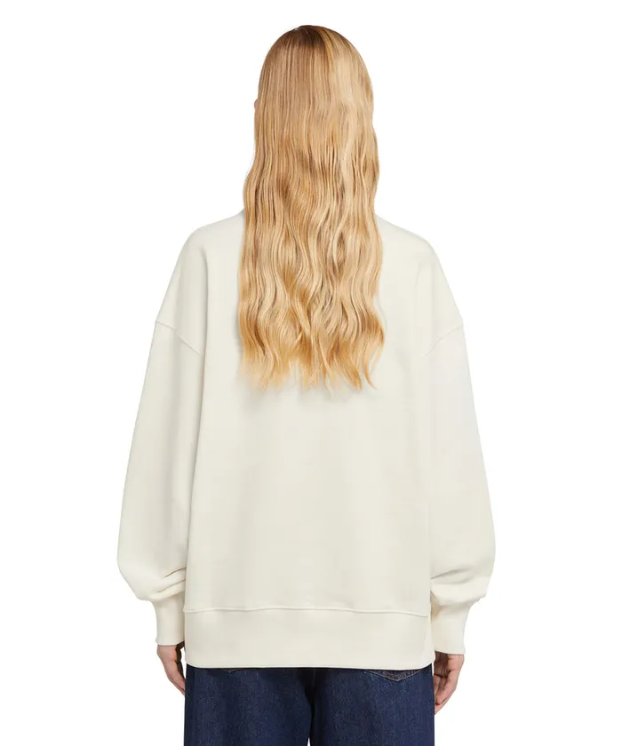Cotton Crewneck Sweater Wth Brushstroke Logo Positioned At The Neck Men MSGM Hoodies And Sweatshirts