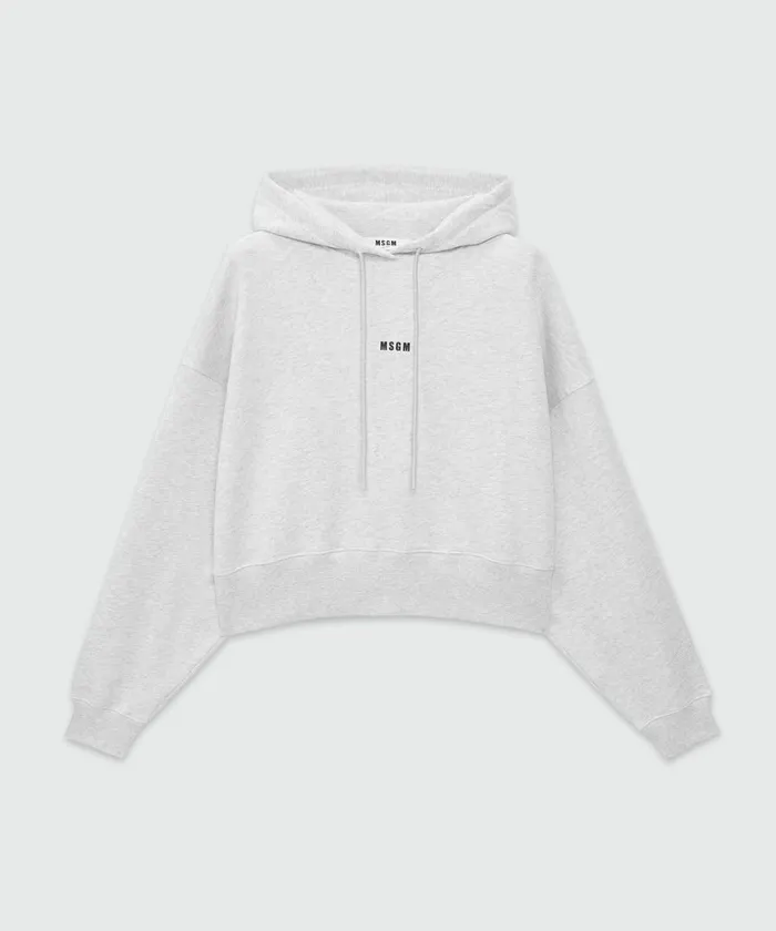 Cotton Sweatshirt With Hood And Micro Logo Women MSGM Hoodies And Sweatshirts