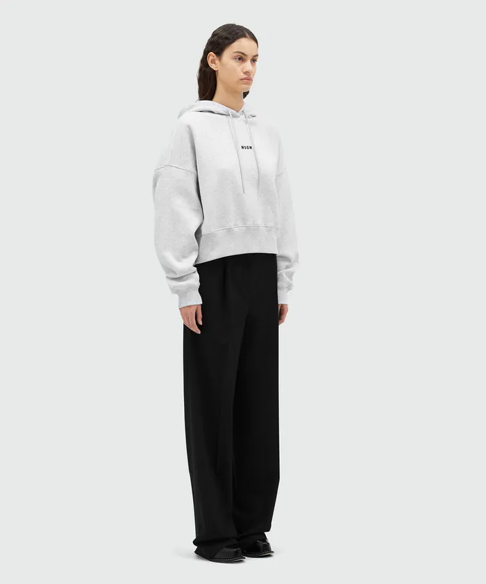 Cotton Sweatshirt With Hood And Micro Logo Women MSGM Hoodies And Sweatshirts