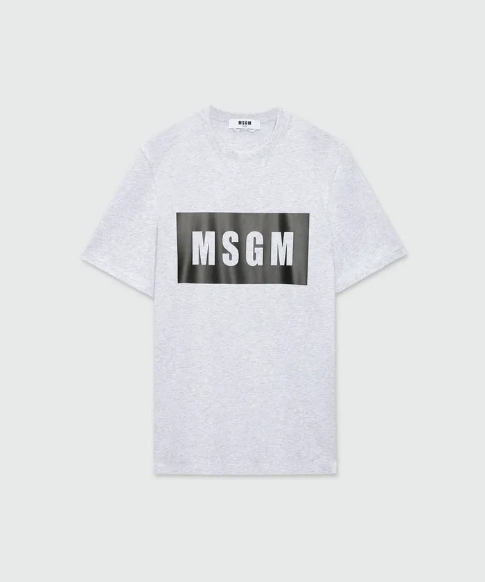 Cotton TShirt With Box Logo Men MSGM Tshirts