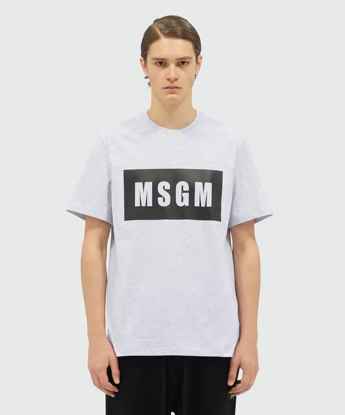 Cotton TShirt With Box Logo Men MSGM Tshirts