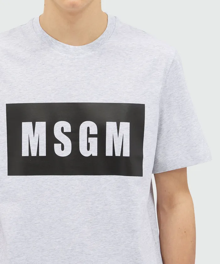 Cotton TShirt With Box Logo Men MSGM Tshirts