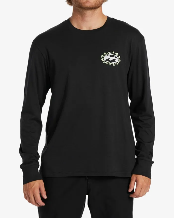 Crayon Wave Long Sleeve TShirt Washed Black Men Billabong TShirts