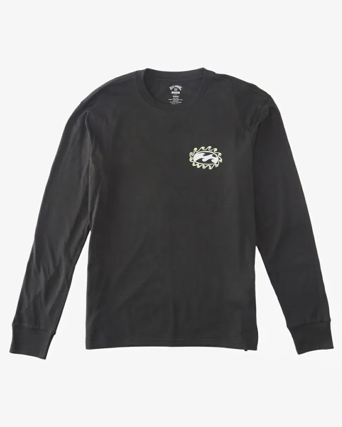 Crayon Wave Long Sleeve TShirt Washed Black Men Billabong TShirts