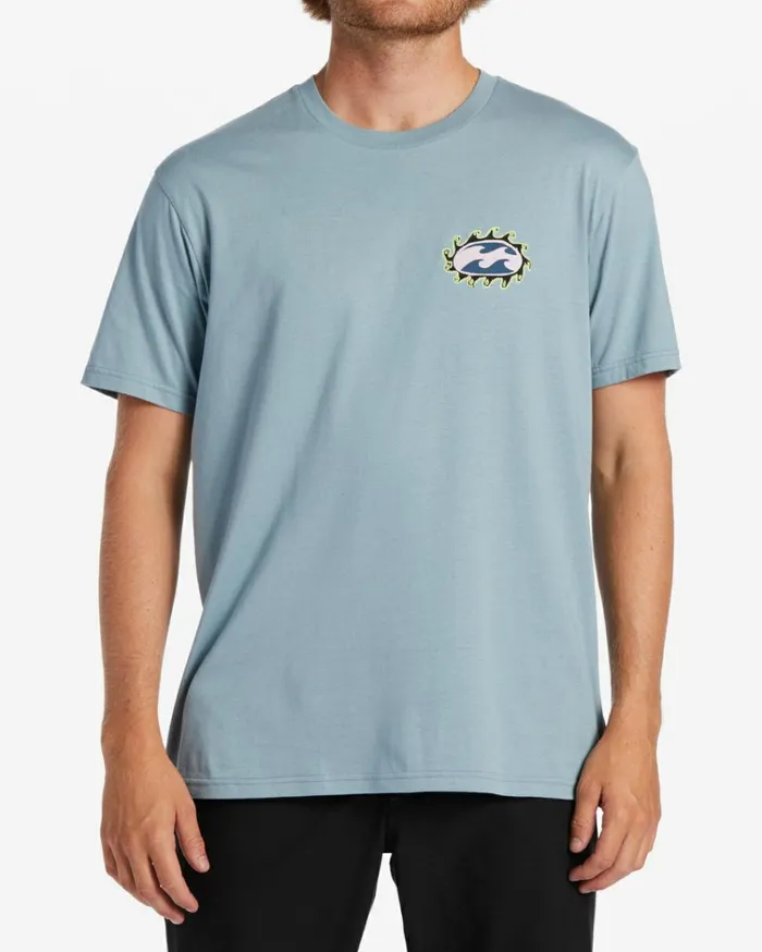 Crayon Wave TShirt Washed Blue Men Billabong TShirts
