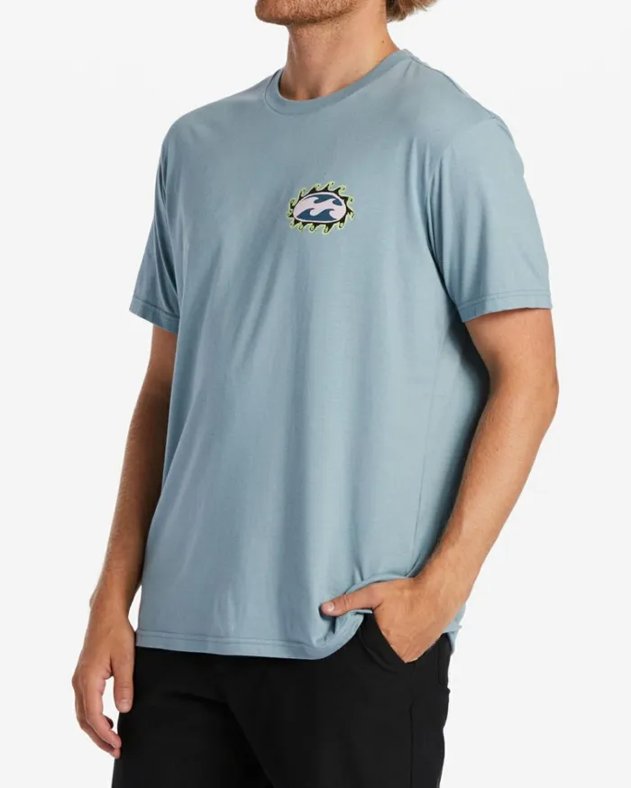 Crayon Wave TShirt Washed Blue Men Billabong TShirts