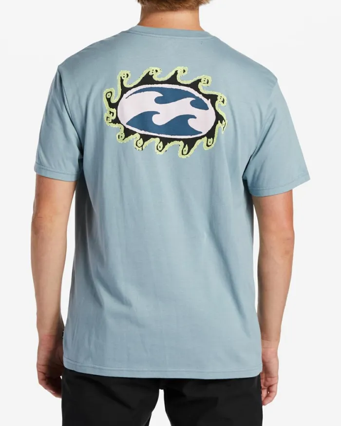 Crayon Wave TShirt Washed Blue Men Billabong TShirts