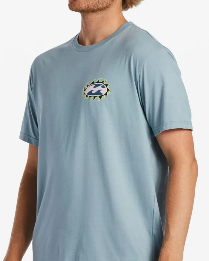 Crayon Wave TShirt Washed Blue Men Billabong TShirts