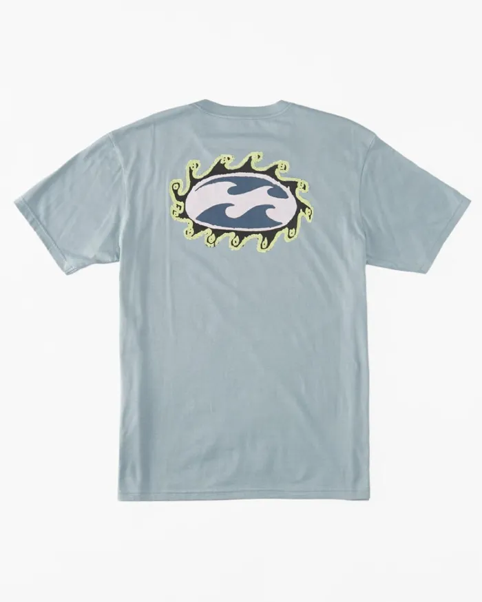 Crayon Wave TShirt Washed Blue Men Billabong TShirts