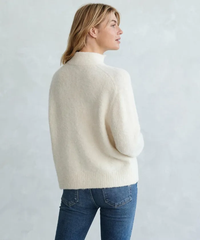 Crewnecks and Pullovers Women Jenni Kayne Boucle Button Pullover Ivory