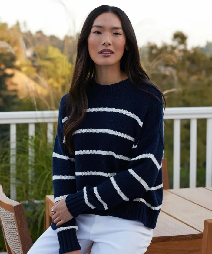 Crewnecks and Pullovers Women Jenni Kayne Chloe Crewneck Navyivory Stripe