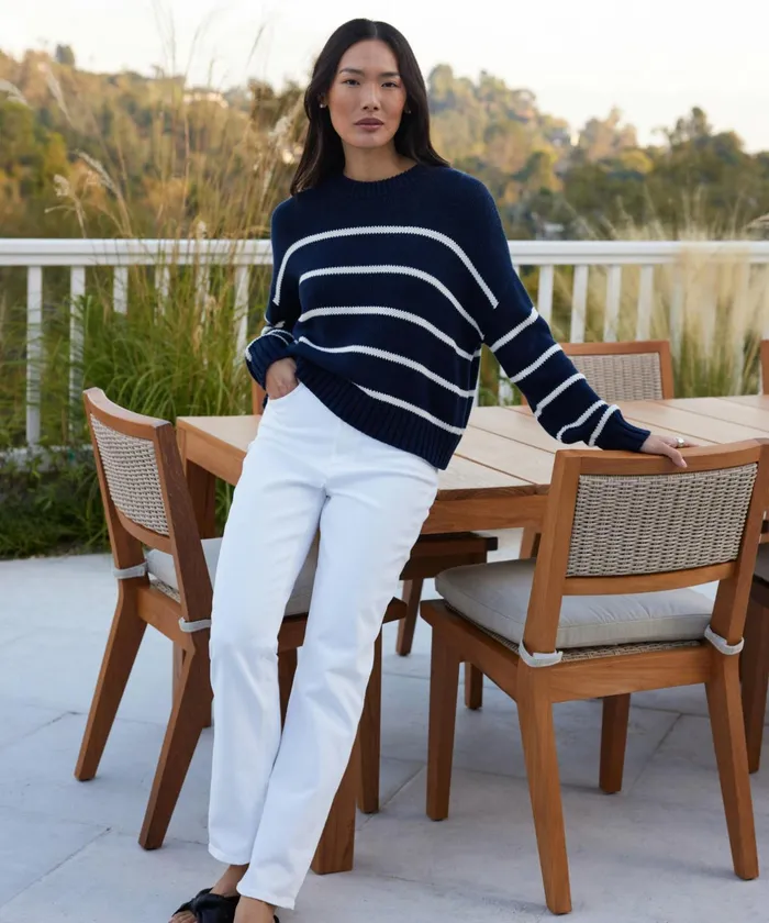 Crewnecks and Pullovers Women Jenni Kayne Chloe Crewneck Navyivory Stripe
