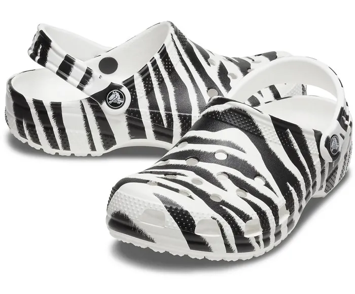 Crocs Classic Animal Print Clog White Zebra Print WomensMens Clogs
