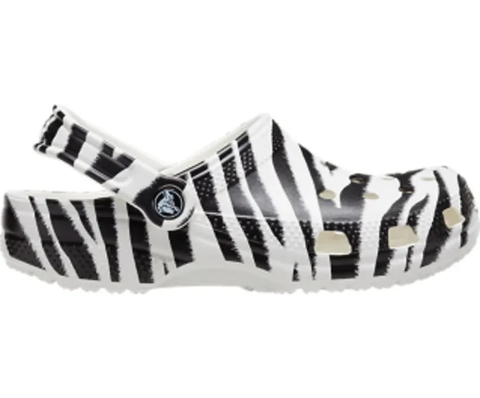 Crocs Classic Animal Print Clog White Zebra Print WomensMens Clogs