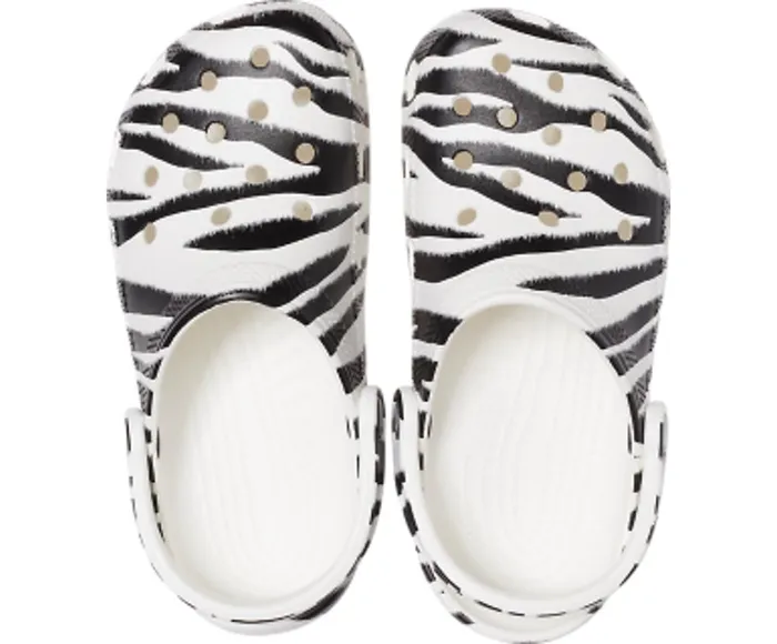 Crocs Classic Animal Print Clog White Zebra Print WomensMens Clogs