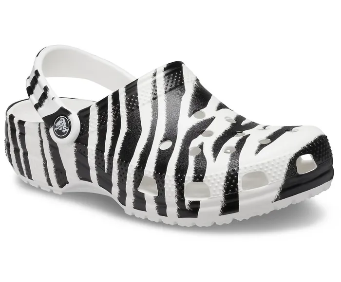 Crocs Classic Animal Print Clog White Zebra Print WomensMens Clogs