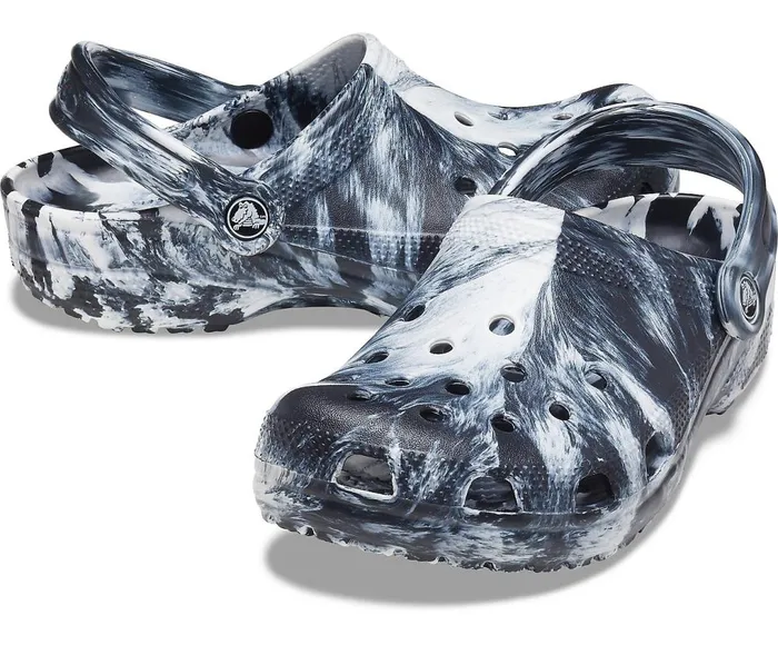 Crocs Classic Marbled Clog White Black WomensMens Clogs