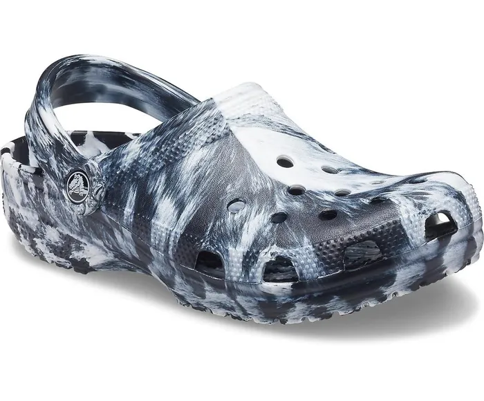 Crocs Classic Marbled Clog White Black WomensMens Clogs