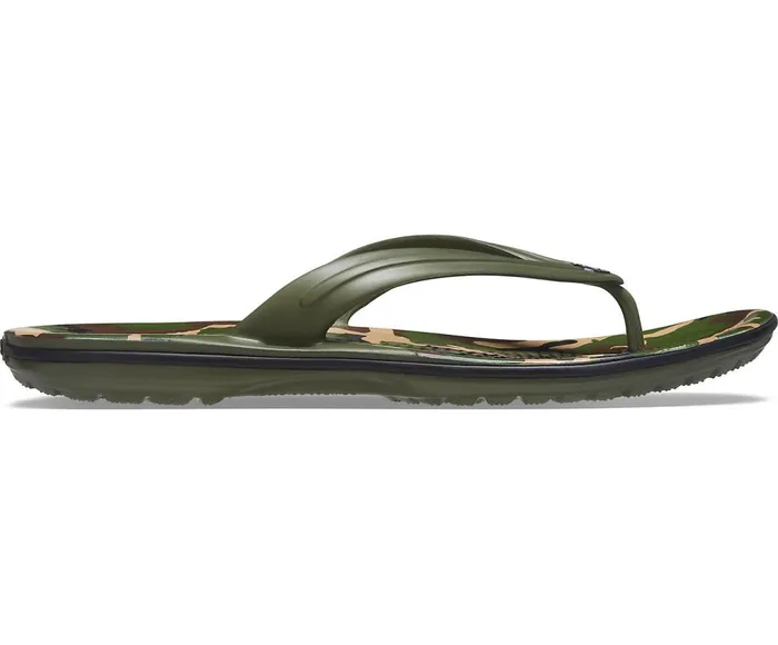 Crocs Crocband Printed Flip Army Green Black Womens FlipFlops