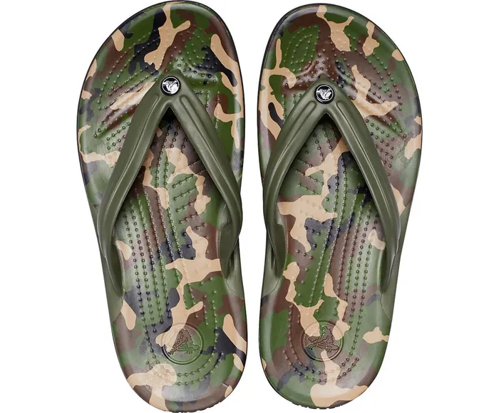 Crocs Crocband Printed Flip Army Green Black Womens FlipFlops
