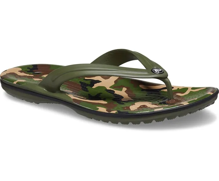 Crocs Crocband Printed Flip Army Green Black Womens FlipFlops