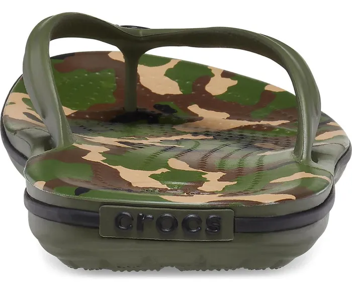 Crocs Crocband Printed Flip Army Green Black Womens FlipFlops