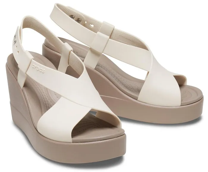 Crocs Crocs Brooklyn High Wedge Stucco Mushroom Womens Sandals