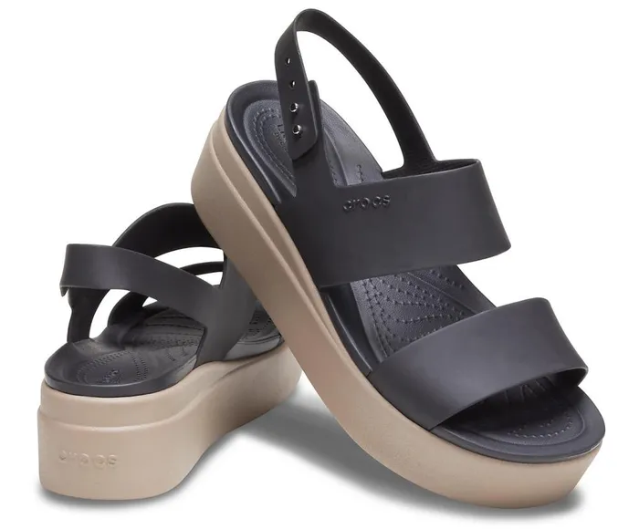 Crocs Crocs Brooklyn Low Wedge Black Mushroom Womens Sandals
